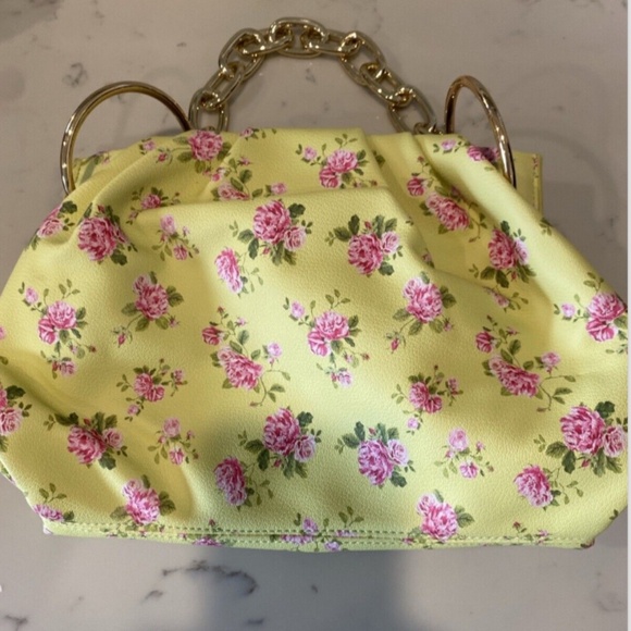 HOUSE OF WANT CHILL FRAMED CLUTCH GREEN FLORAL NEW WITH TAGS - Picture 5 of 8